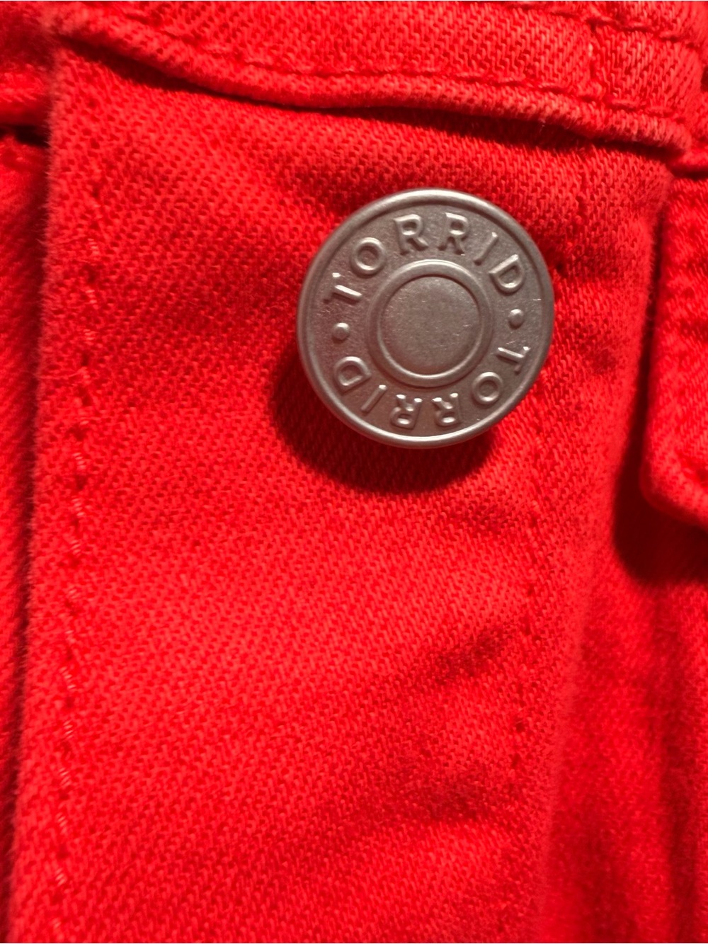 torrid Bright Red Denim Button-Front Vest sz large - Picture 4 of 7